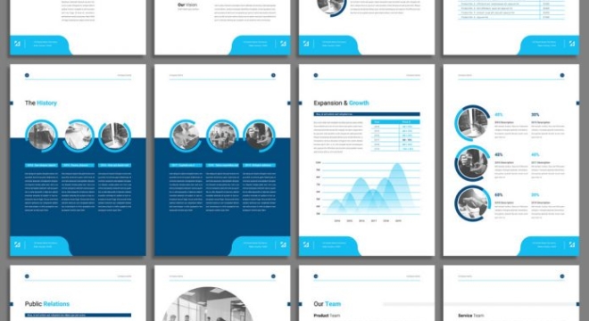 Corporate Profile Booklet Template with Blue Accents