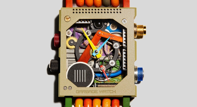 Unused Microchips, Motherboards, and Other Electronic Waste Make This Upcycled Watch Tick