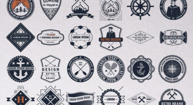 Set of 24 Vector Vintage Logos and Badges