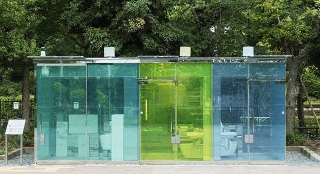 Transparent Public Restrooms in Tokyo Transform into Opaque, Colorful Stalls When in Use