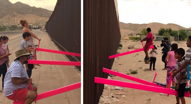Rael San Fratello’s Pink Teeter-Totters at the U.S.-Mexico Border Win Beazley Design of the Year